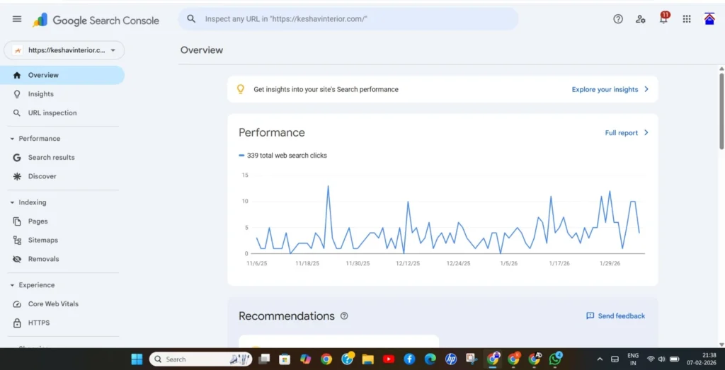 How a Vadodara Interior Design Firm Got 329 Qualified Leads in 3 Months Using Strategic SEO 2 A line graph showing exponential organic traffic growth for an interior design website in Vadodara.